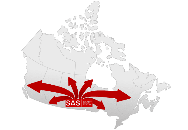 Map of Canada depicting SAS country wide